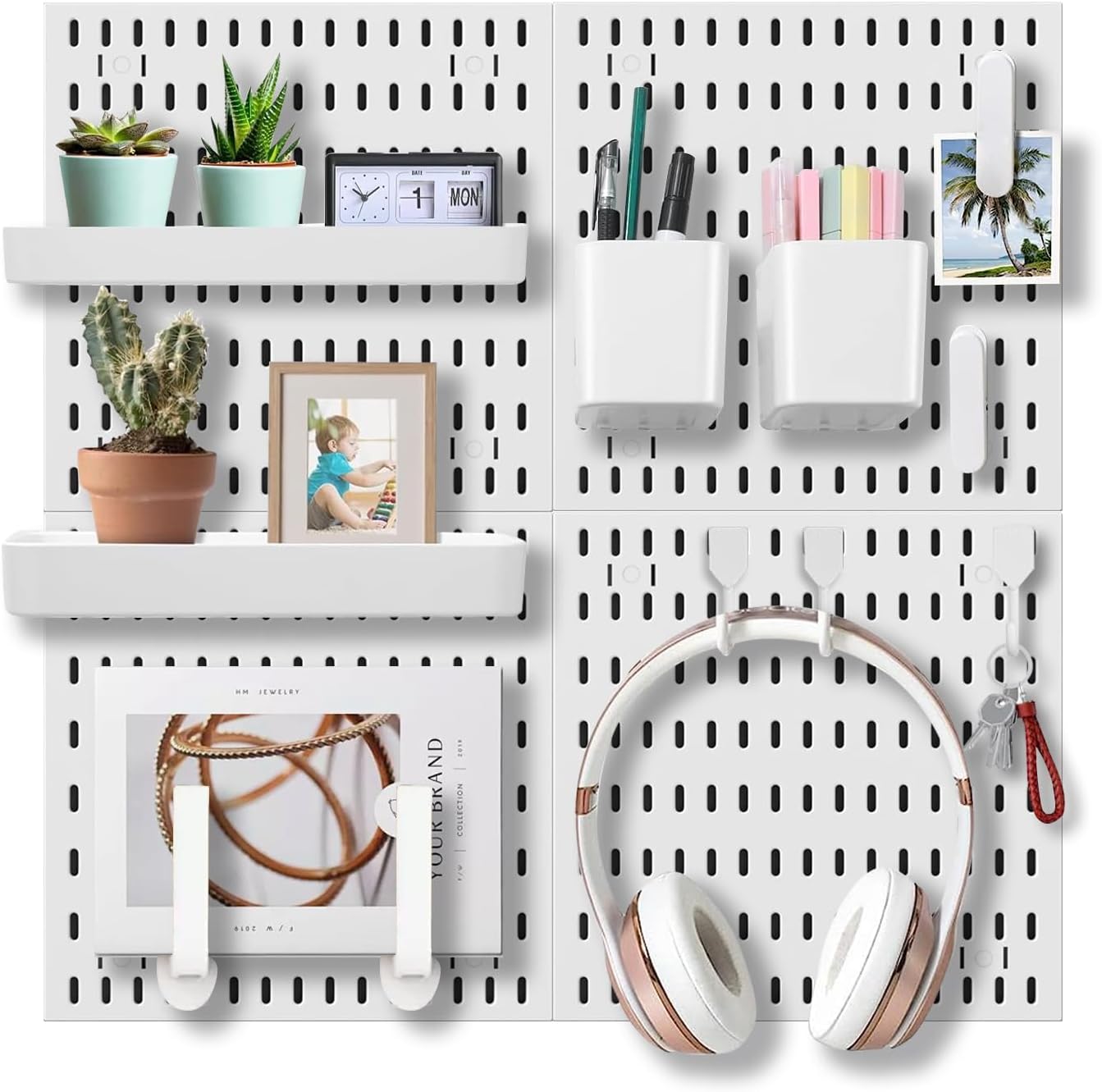 CARLA HOME Pegboard Combination Kit with 4 Pegboards and 18 Accessories Modular Hanging for Wall Organiser