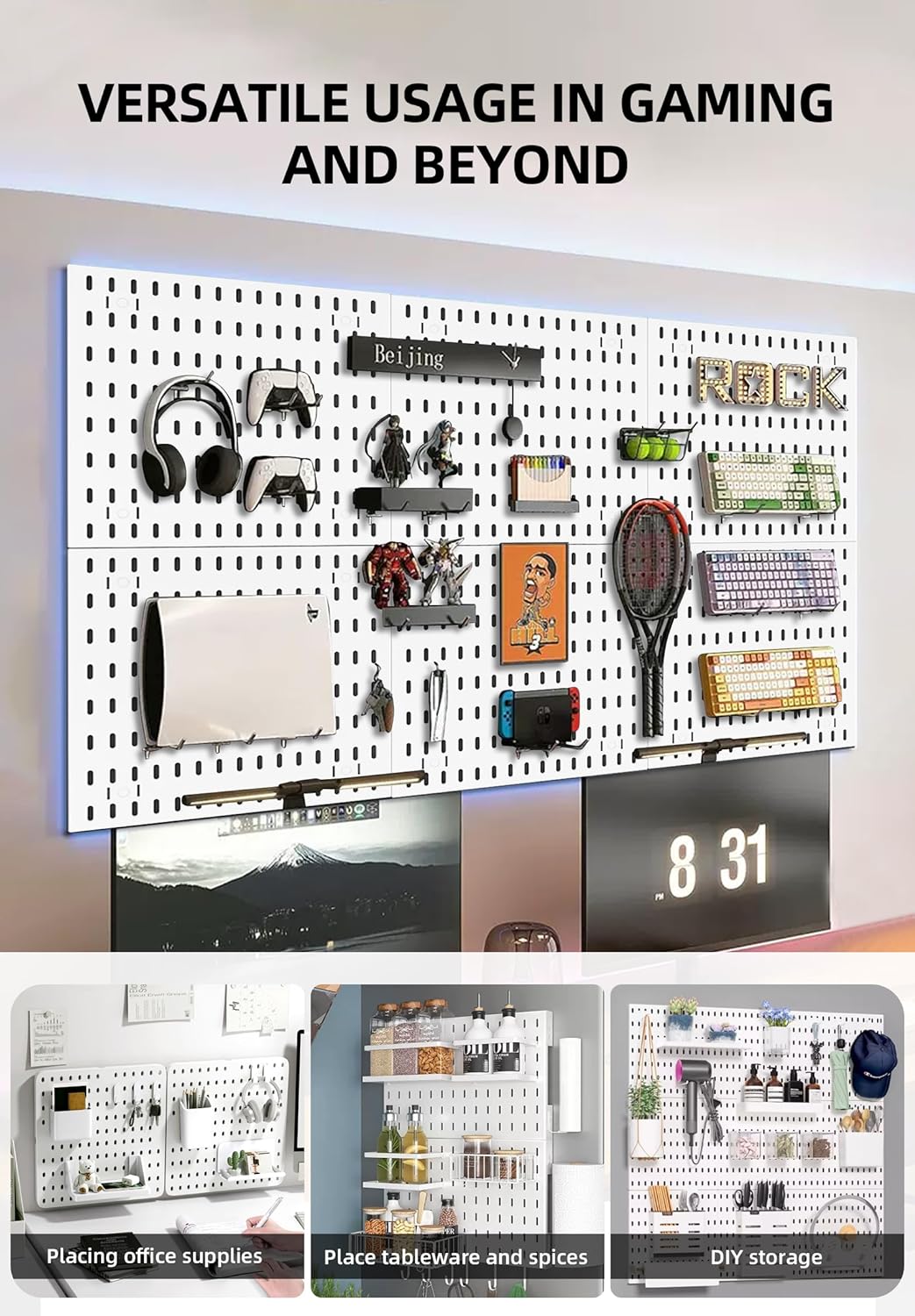 CARLA HOME Pegboard Combination Kit with 4 Pegboards and 18 Accessories Modular Hanging for Wall Organiser - Image 3