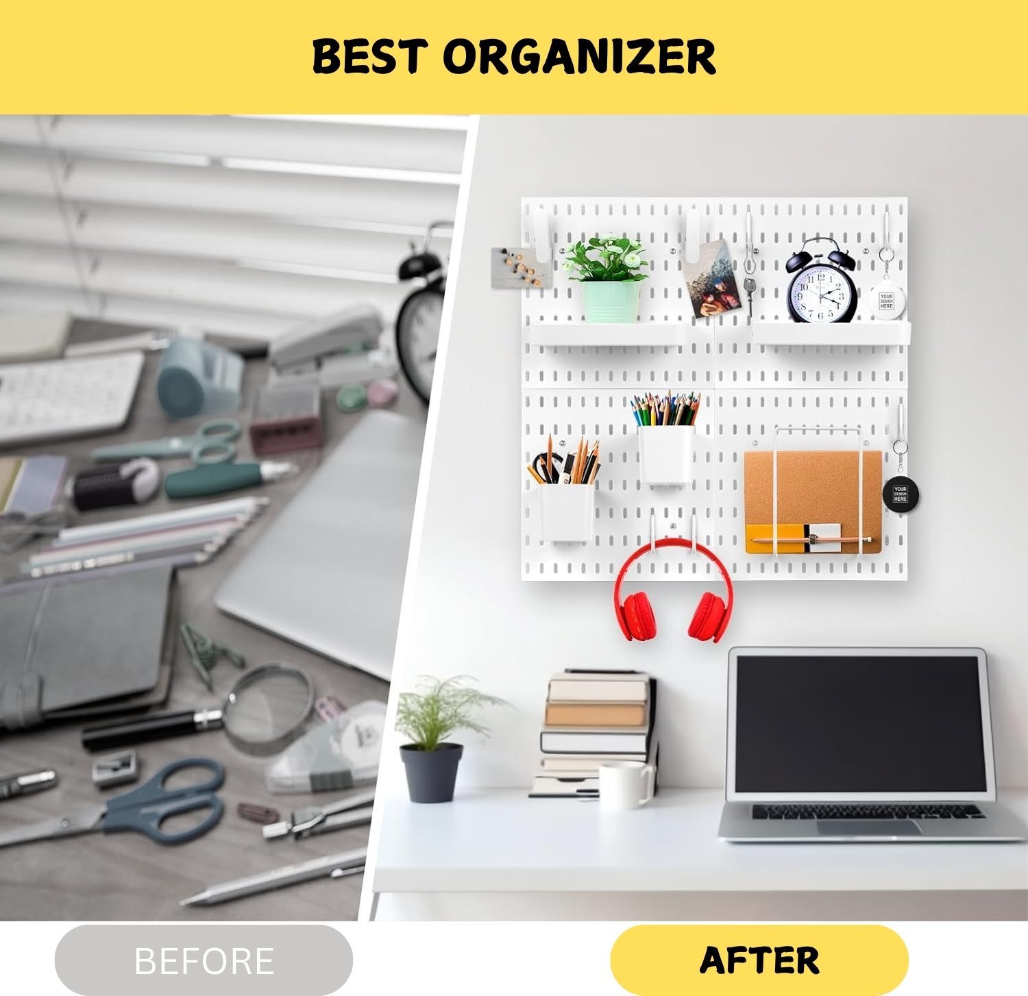 CARLA HOME Pegboard Combination Kit with 4 Pegboards and 18 Accessories Modular Hanging for Wall Organiser - Image 4