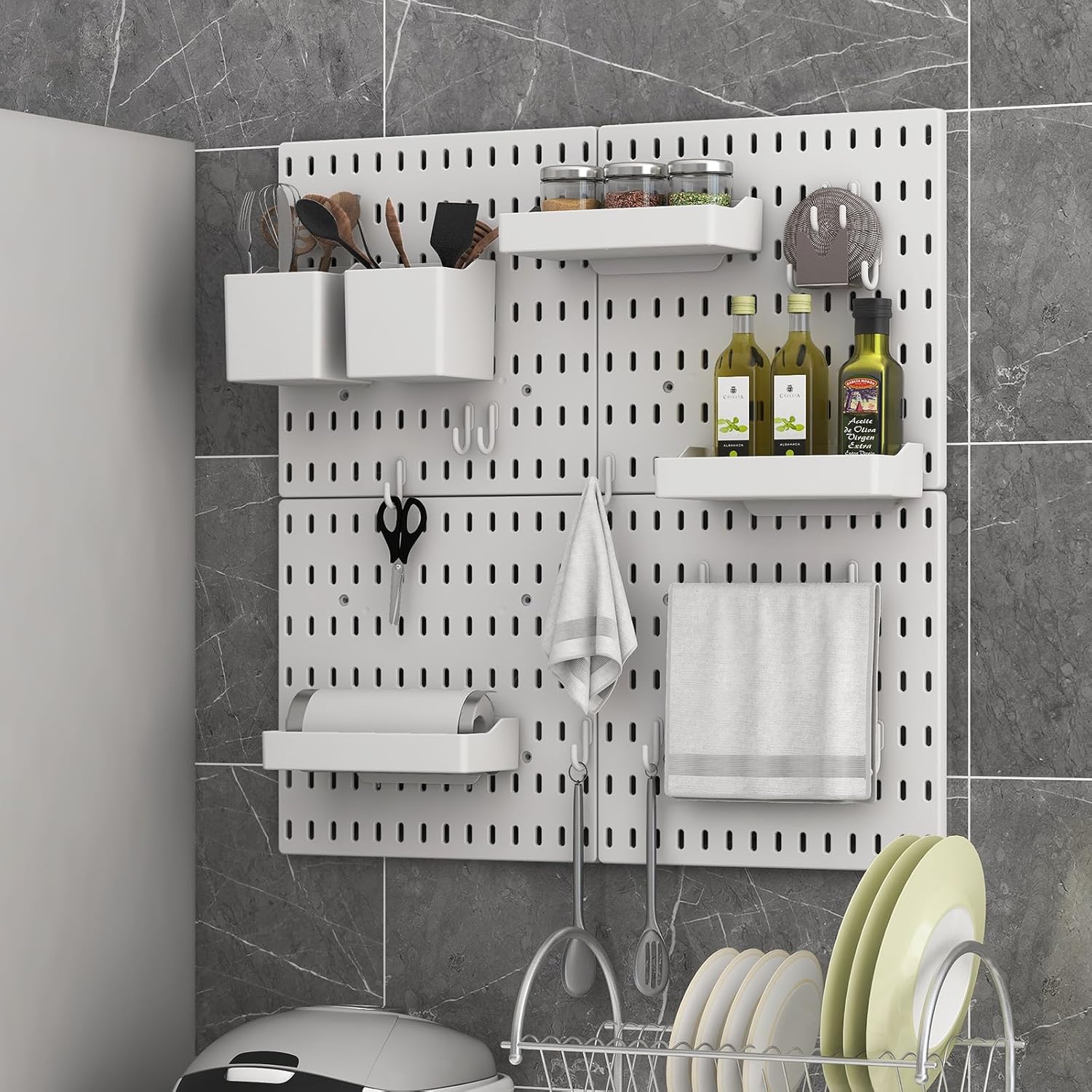 CARLA HOME Pegboard Combination Kit with 4 Pegboards and 18 Accessories Modular Hanging for Wall Organiser - Image 5