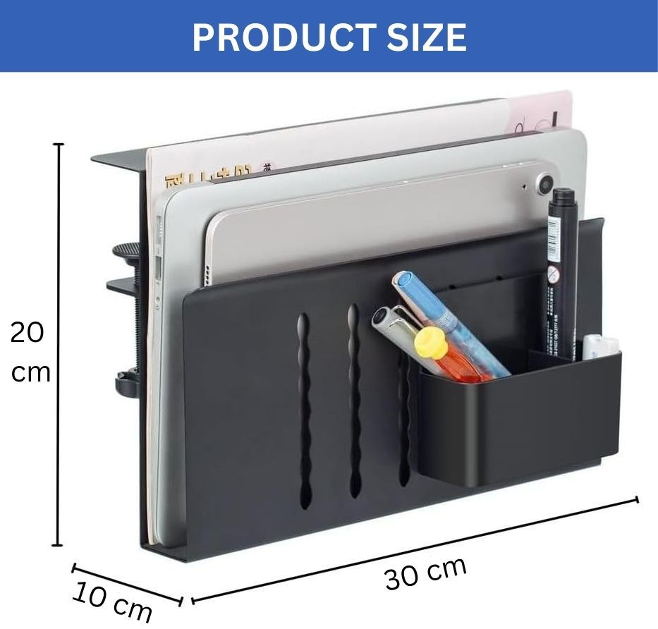 CARLA HOME Under Desk Side Laptop Holder Storage with No Drill Cable Management Tray and Pen Storage for Office and Home - Image 9