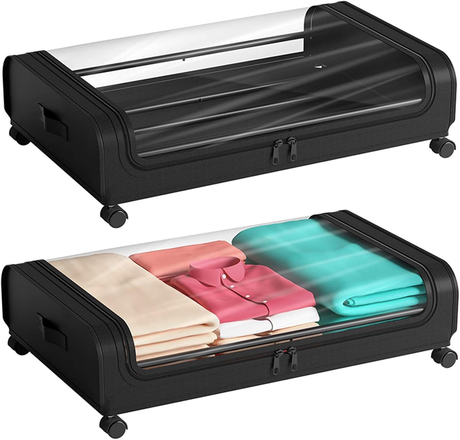 CARLA HOME XXL Under Bed Rolling Storage Containers with 50L Large Capacity and Wheels