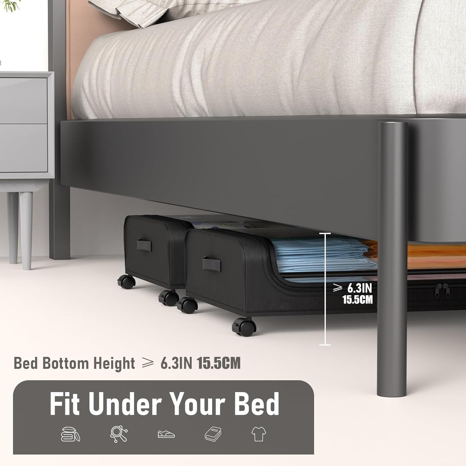 CARLA HOME XXL Under Bed Rolling Storage Containers with 50L Large Capacity and Wheels - Image 7