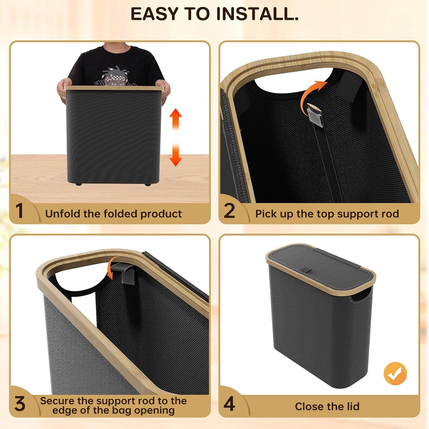 CARLA HOME 2 pack Toilet Paper Storage Basket Holds Up to 12 Rolls with Bamboo Lid and Handle for RV Closet (Black) - Image 7