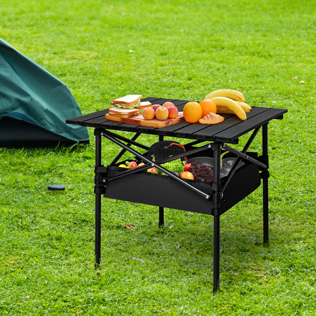 Levede Folding Camping Table Portable Black - Image 8