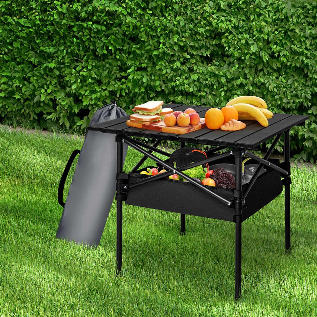 Levede Folding Camping Table Portable Black - Image 7