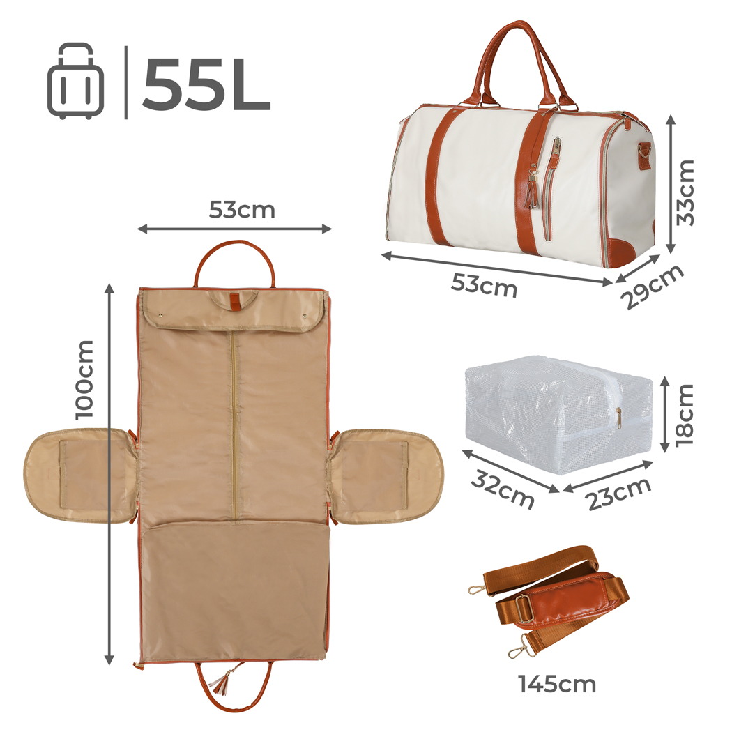 Slimbridge Garment Bags Hanging Suit Duffel Bag Beige - Image 3
