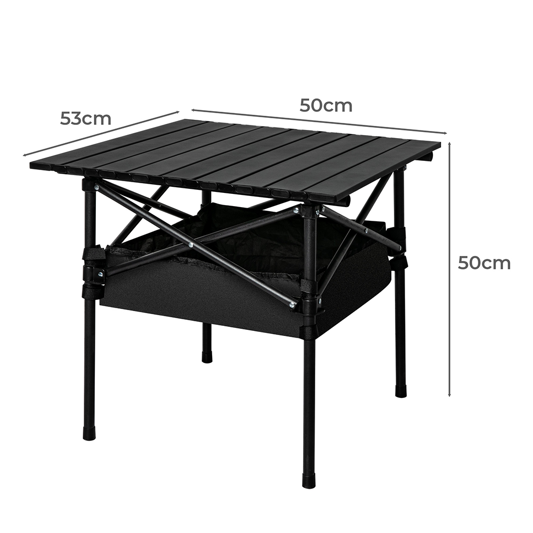 Levede Folding Camping Table Portable Black - Image 3
